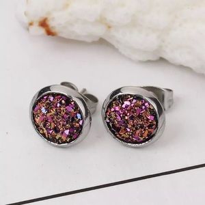 Fuchsia Druzy Stud Earrings